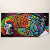 Kleurrijke Abstracte papegaaientekening Strandlaken (Voorkant)