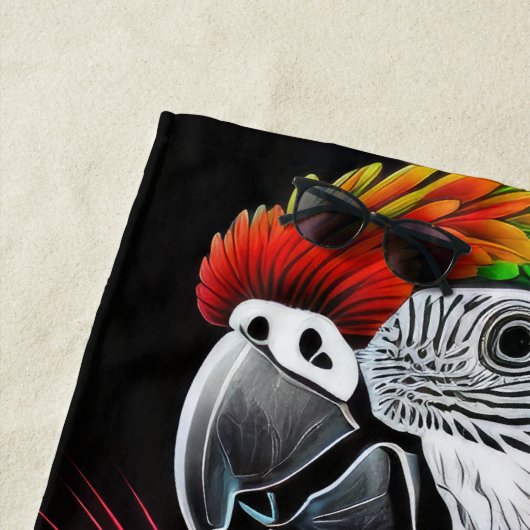 Kleurrijke Abstracte papegaaientekening Strandlaken (In situ)