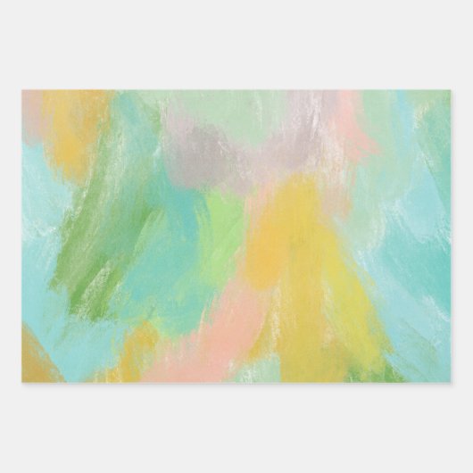 Kleurrijke Abstracte pastel roze Blauwgroen salie  Inpakpapier Vel (Voorkant 3)