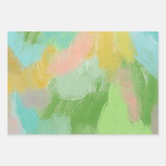 Kleurrijke Abstracte pastel roze Blauwgroen salie  Inpakpapier Vel (Voorkant 2)