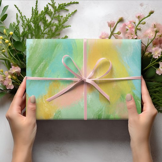 Kleurrijke Abstracte pastel roze Blauwgroen salie  Inpakpapier Vel