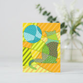 Kleurrijke Abstracte Patchwork Cat Briefkaart (Staand voorkant)