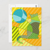 Kleurrijke Abstracte Patchwork Cat Briefkaart (Voorkant / Achterkant)