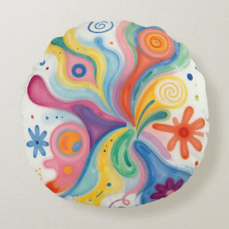 Kleurrijke Abstracte Patronen  Rond Kussen