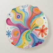 Kleurrijke Abstracte Patronen  Rond Kussen (Achterkant)