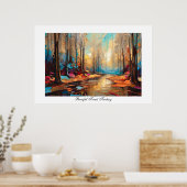 Kleurrijke Abstracte Peacefull Forest Creek Fantas Poster (Keuken)