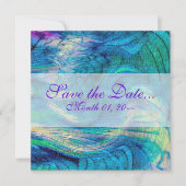 Kleurrijke Abstracte Peacock Art-aankondigingen Save The Date (Voorkant)