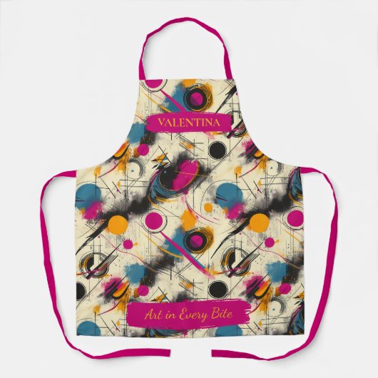 Kleurrijke Abstracte penseelstreek met aangepaste  Schort (Voorkant)