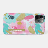 Kleurrijke Abstracte penseelstreken - Mint & Roze  Case-Mate iPhone Case (Achterkant (horizontaal))
