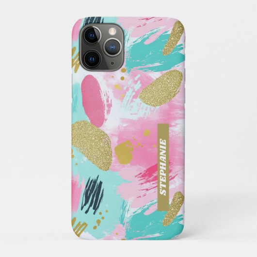 Kleurrijke Abstracte penseelstreken - Mint & Roze  Case-Mate iPhone Case (Achterkant)