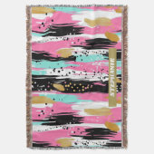 Kleurrijke Abstracte penseelstreken - Mint & Roze Deken (Voorkant Verticaal)