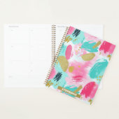 Kleurrijke Abstracte penseelstreken - Mint & Roze Planner (Display)