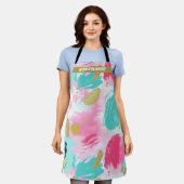 Kleurrijke Abstracte penseelstreken - Mint & Roze  Schort (Gedragen)