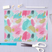Kleurrijke Abstracte penseelstreken - Mint & Roze Tissuepapier (Craft)