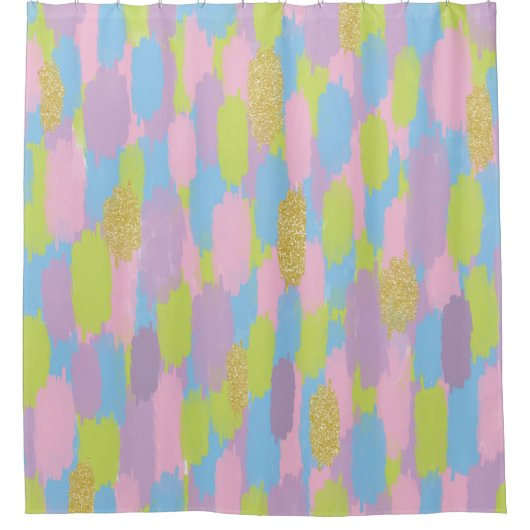Kleurrijke Abstracte penseelstreken Patroon Monogr Douchegordijn (Voorkant)