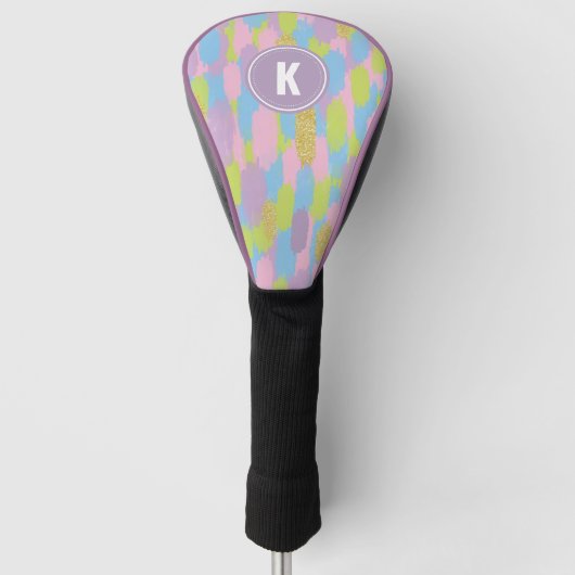 Kleurrijke Abstracte penseelstreken Patroon Monogr Golfheadcover (Voorkant)
