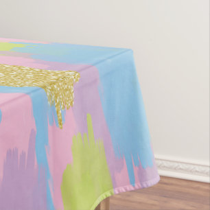 Kleurrijke Abstracte penseelstreken Patroon Monogr Tafelkleed