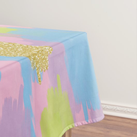Kleurrijke Abstracte penseelstreken Patroon Monogr Tafelkleed (Voorbeeld)