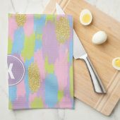 Kleurrijke Abstracte penseelstreken Patroon Monogr Theedoek (Quarter Fold)