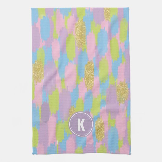Kleurrijke Abstracte penseelstreken Patroon Monogr Theedoek (Verticaal)
