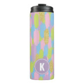 Kleurrijke Abstracte penseelstreken Patroon Monogr Thermosbeker (Voorkant)