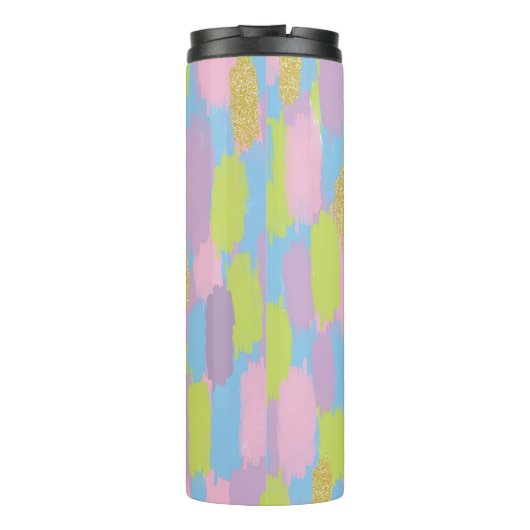 Kleurrijke Abstracte penseelstreken Patroon Monogr Thermosbeker (Achterkant)