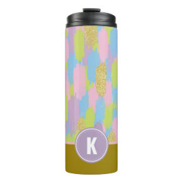 Kleurrijke Abstracte penseelstreken Patroon Monogr Thermosbeker