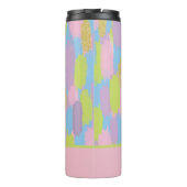 Kleurrijke Abstracte penseelstreken Patroon Monogr Thermosbeker (Achterkant)