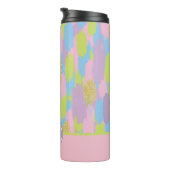 Kleurrijke Abstracte penseelstreken Patroon Monogr Thermosbeker (Geroteerd rechts)