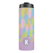 Kleurrijke Abstracte penseelstreken Patroon Monogr Thermosbeker (Voorkant)