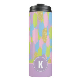 Kleurrijke Abstracte penseelstreken Patroon Monogr Thermosbeker