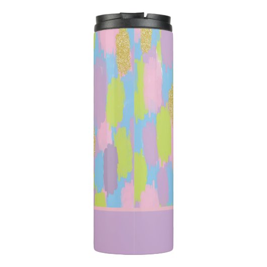 Kleurrijke Abstracte penseelstreken Patroon Monogr Thermosbeker (Achterkant)