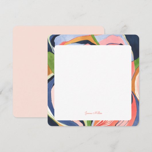 Kleurrijke, Abstracte, persoonlijke flatpanel-kaar Notitiekaartje (Voorkant / Achterkant)