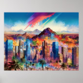 Kleurrijke Abstracte Phoenix Arizona Skyline Poste Poster (Voorkant)