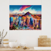 Kleurrijke Abstracte Phoenix Arizona Skyline Poste Poster (Keuken)