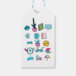 Kleurrijke Abstracte pictogrammen met alledaagse i Cadeaulabel
