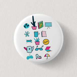 Kleurrijke Abstracte pictogrammen met alledaagse i Ronde Button 3,2 Cm