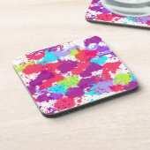 Kleurrijke Abstracte plakband verf, rood en Paars Bier Onderzetter (Linkerzijde)