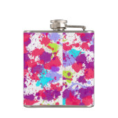 Kleurrijke Abstracte plakband verf, rood en Paars Heupfles (Achterkant)