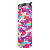 Kleurrijke Abstracte plakband verf, rood en Paars Thermosbeker (Gedraaid links)