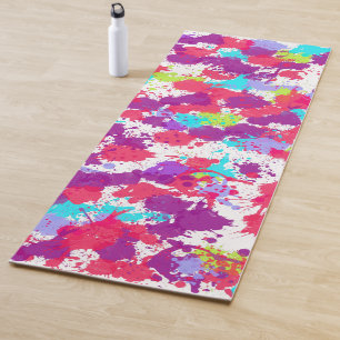 Kleurrijke Abstracte plakband verf, rood en Paars Yogamat
