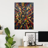 Kleurrijke Abstracte Plant Poster (Thuiskantoor)