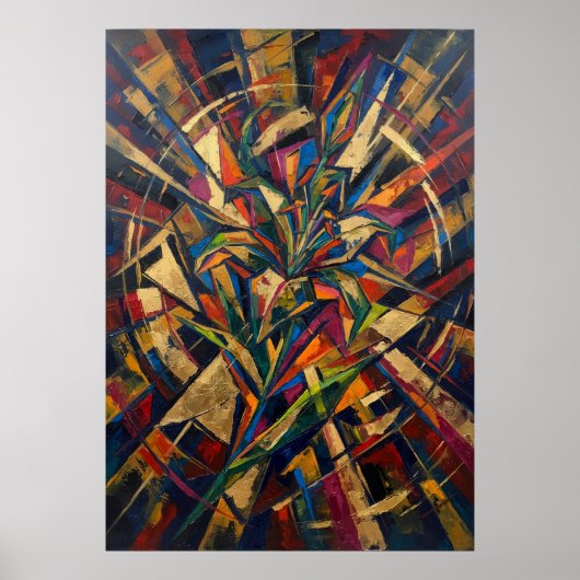 Kleurrijke Abstracte Plant Poster (Voorkant)
