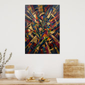 Kleurrijke Abstracte Plant Poster (Keuken)
