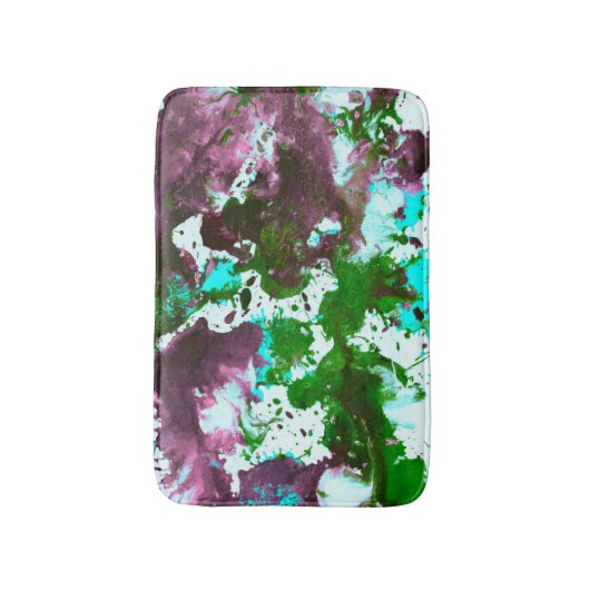 Kleurrijke Abstracte platter Verf Groen en Paars Badmat (Voorkant Verticaal)