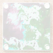 Kleurrijke Abstracte platter Verf Groen en Paars Glazen Onderzetter (Achterkant)