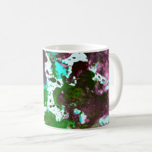 Kleurrijke Abstracte platter Verf Groen en Paars Koffiemok