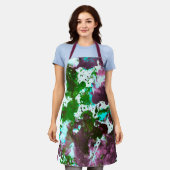 Kleurrijke Abstracte platter Verf Groen en Paars Schort (Gedragen)