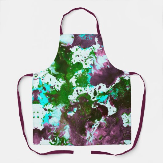 Kleurrijke Abstracte platter Verf Groen en Paars Schort (Voorkant)