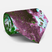 Kleurrijke Abstracte platter Verf Groen en Paars Stropdas (Opgerold)